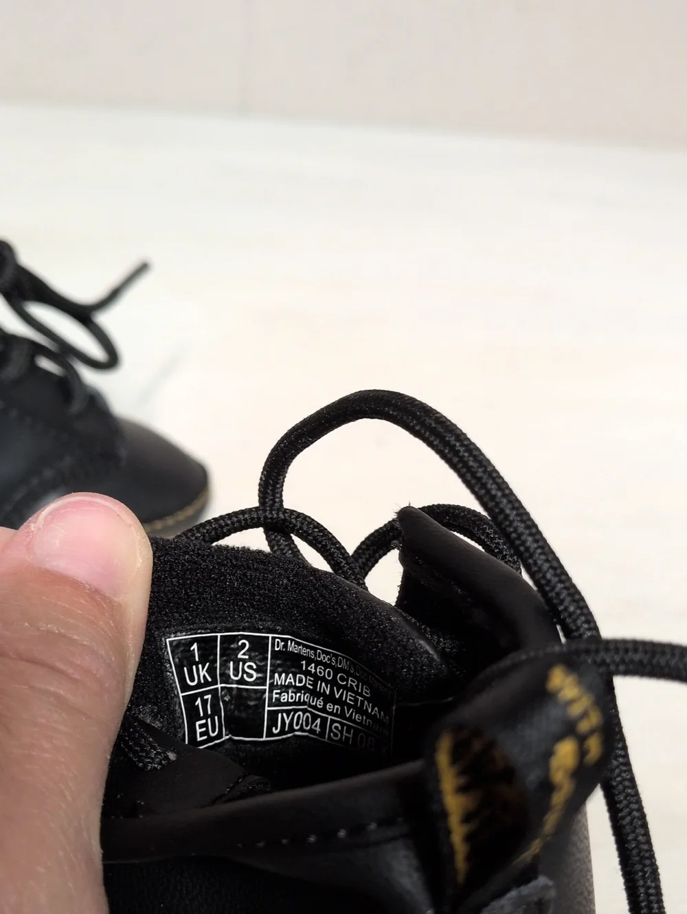 Dr. Martens Toddler Black Lace-Up Booties, Size 2, like new